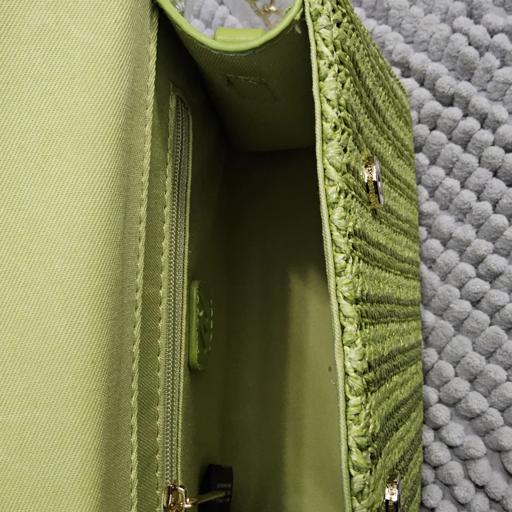 NWOT Green Woven Straw Handbag - Picture 7 of 15
